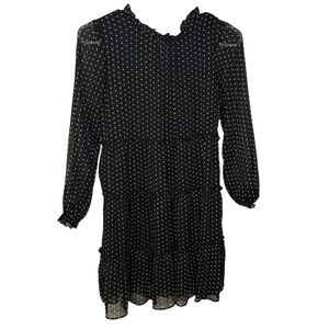 Art Class Black and White Polka Dot Long Sleeve Sheer Layered Dress Girls 10/12